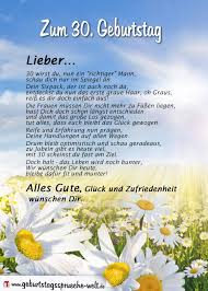 Gedicht Zum 30 Geburtstag Für Ihn Geburtstagssprüche Welt