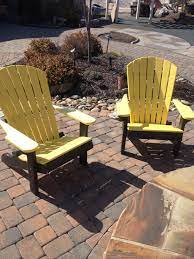 Yellow Black Adirondack Chairs At Our Monroe Nc Location Choose From 12 Different Color Combinations M Outdoor Chairs Landscaping Supplies Patio Furniture
