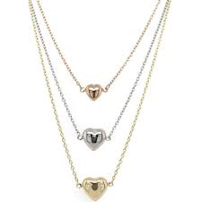 Maybe you would like to learn more about one of these? 9ct Yellow White And Rose Gold Three Row Heart Necklace