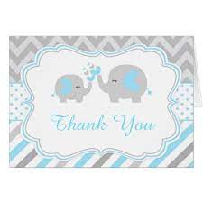 Blue And Gray Elephant Baby Shower Thank You Card Baby Shower Gray Elephant Baby Shower Baby Shower Thank You Cards