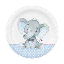Boy Baby Elephant Baby Shower Paper Plates Zazzle Com Elephant Baby Shower Boy Elephant Baby Shower Decorations Baby Shower Paper