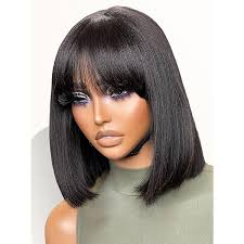 BOGSEA Medium Brown Wig With Bangs Short Wave Wig for Women Synthetic Wave  Wig Heat Resistant Hair Short Bob Wig for Everyday Party (8/30): Buy Online  at Best Price in UAE -