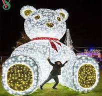 Giant Christmas LED Motif Light 3D Large Teddy Bear Light for Outdoor Decorations