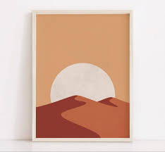 abstract desert print neutral wall sun art warm color mid etsy video video in 2020 graphic wall art boho painting wall art