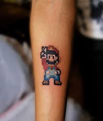 Pixel Art Styled Tattoos Video Games Gallery Gaming Tattoo Super Mario Tattoo Mario Tattoo