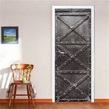 Gwell Sticker Trompe L œil Stickers De Porte 3d Effet Decoration Vintage Porte Rivet 77 X 200 Cm Decoration Maison Idees De Decor Decoration