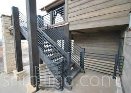 The stair treads are manufactured from solid oak wood, finished with a light natural stain and clear coat protective sealer. Outdoor Stair Railing Houzz