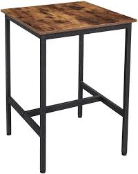 What material options are available in patio dining tables? Vasagle Alinru Bar Table Small Tall Table Steel Frame Easy Assembly Rustic Brown Ulbt25x Amazon Ca Home