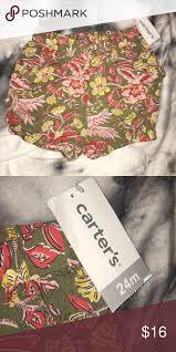 Carters Girls Floral Shorts Size 24m Nwt Floral Shorts Carters Girl Olive Green Shorts