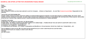 Check spelling or type a new query. Crossword Puzzle Maker Offer Letter