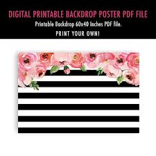 Black And White Stripes With Flowers Background Kate Spade Bridal Shower Printable Backdrop Kate Spade Birthday Decoration Party Photo Bridal Shower Printables Baby Shower Flowers Kate Spade Bridal Shower