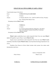 Contoh surat kuasa untuk dijadikan referensi. Surat Kuasa Pengambilan Akta Cerai