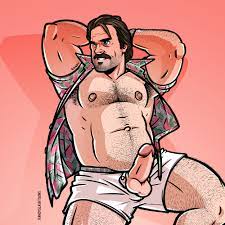 1boy artist name balls ballsack bara beard stubble big balls body  hair brown hair dadbod david harbour dilf erection facial hair foreskin  foreskin folds grey eyes hairy armpits hairy