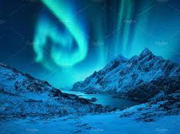 Aurora Borealis Above The Mountains Northern Lights Night Landscape Aurora Borealis Northern Lights