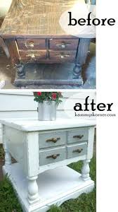 Kammy S Korner Chunky End Table Chalk Paint Two Tone Gray And White Painted End Tables End Table Makeover End Tables