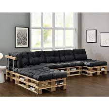 En Casa Euro Paletten Sofa Auflage 4x Sitz 6x Ruckenkissen Dunkelgrau Kissen Sofaauspalletten En Cas Paletten Couch Sofa Aus Paletten Sofa Aus Palletten
