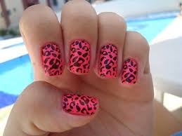 Hot Pink Leopard Print Nails Poolside Manicure Nailart Pink Leopard Nails Cheetah Print Nails Cheetah Nail Designs 90s blue flora print swimsuit sold by.