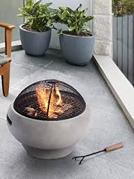 Finesse your fire pit by adding key accessories. Peaktop Firepit Wood Burning Fire Pit For Logs Concrete Style Cover Hr17501ab Light Grey 55x55x30 Amazon Co Uk Garden Outdoors