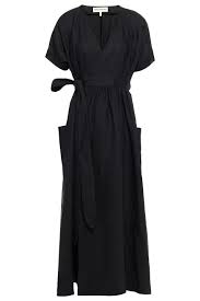 Mara Hoffman Woman Ingrid Gathered Hemp Midi Wrap Dress Black Size M Renoon