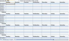Excel Meal Planning Template Daily Meal Planner Excel