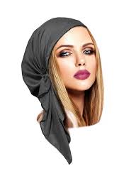 Dark Gray Pre-tied Headscarf: Soft Cotton Non Slip Chemo Cap