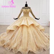 Country inn & suites by radisson, champaign north, il. Champagne Gold Wedding Dresses With Train O Neck Long Sleeve Ball Gown Lace Wedding Gowns Vestido De Noiva 2020 Robes De Mariee Wedding Dresses Aliexpress