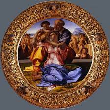 Michelangelo Buonarrotti Tondo Doni 1503 1504 Tempera Su Tavola Originariamente In Casa Di Agnolo Doni A Firenze Ora Ga Michelangelo Dipingere Idee Arte