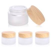 Amazon.com: 30 Gram/ml Glass Cosmetic Containers with lids，Round Frosted  Glass Jars with Leakproof lids,Small Empty Glass Sample Jars for Makeup Lip  ...