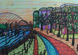 River Tyne Newcastle Quayside George Hunter Landscape Drawings Newcastle Quayside Drawings