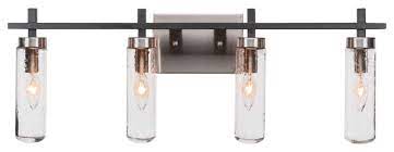 Searching for brushed nickel styles? Salinda 4 Light Bath Bar 2 5 Matte Black Brushed Nickel Clear Bubble Glass Transitional Bathroom Vanity Lighting By Hedgeapple Houzz