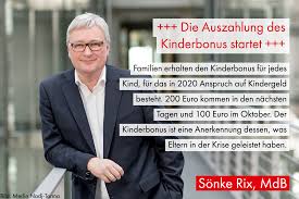 Wir zeigen, welche eltern das geld zuerst bekommen. Die Auszahlung Des Kinderbonus Startet Sonke Rix Mdb