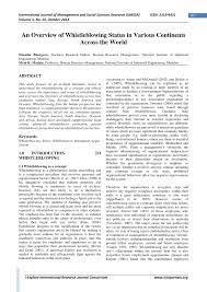 Whistleblower, political corruption, business ethics pages: Pdf An Overview Of Whistleblowing Status In Various Continents Across The World