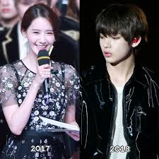 Taehyung v amp yoona moment. Vyoon On Twitter The Revolution Of Bts V Hair With Mc Yoona Taehyung Bts Snsd Yoona
