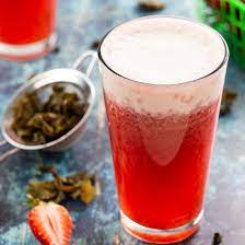 Strawberry Cheese Tea Fresh Strawberries Oolong Tea Amp Rich Creamy Topping Try This Trendy Cheese Tea At Ho Strawberry Tea Tea Recipes Strawberry Recipes