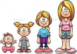 Girl Growing Up Girl Cartoon Kids Vector Cartoon People