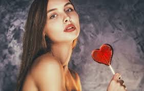 Look, girl, face, background, portrait, Lollipop, sponge, Candy Girl HD  wallpaper