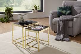 Der sofatisch als multitalent im wohnzimmer. Wohnling Satztisch Viola Schwarz Gold Beistelltisch Metall Glas Couchtisch Set Aus 2 Tischen Kleiner