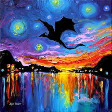 Artist Decides To Starry Night Art Dragon Art Night Art