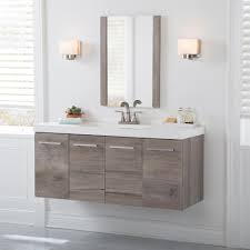 Domani Stella 49 In W X 19 In D Wall Hung Bath Vanity In White Washed Oak With Cultured Marble Vanity Top In White With Sink Sl48p2 Wo The Home Depot Floating