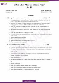 Cbse Sample Paper Class 9 Science Set 10 Solution