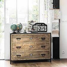 Nowadays, industrial style is popular in many more living places than just warehouses converted to lofts. Commode Indus En Manguier Massif Et Metal Maisons Du Monde Industrial Dresser Industrial Drawers Industrial Style Bedroom