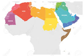 The sahara desert engulfs the countries north of the equator, while those further south are tropical. Arab World States Political Map With Colorfully Higlighted 22 Royalty Free Cliparts Vectors And Stock Illustration Image 129292630