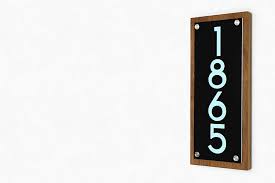 Two light bulb styles available: Amazon Com Modern House Numbers Framed Led 5v Vertical African Teak Iroko Wood Black Face Contemporary Home Address Modern House Plaque Sign Style 2 Handmade