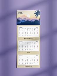 Free 3 Panel 3 Month Display Wall Calendar Mockup Psd Good Mockups Wall Calendar Calendar Wall Display