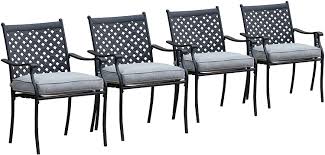 A wide variety of metal chair cushions options are available to you, such as technics, material, and use. 4 Piece Outdoor Patio Metal Wrought Iron Dining Chair Set With Arms And Seat Cushions Blue