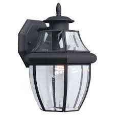 Kichler® authorized dealers and lighting professionals can offer superior advice and consultation based on your projects needs. Sea Gull Lighting Lancaster 1 Light Black Outdoor Wall Lantern Sconce 8038 12 The Home Depot