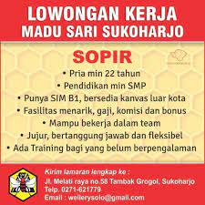 Lowongan kerja operator forklift di pt nbi loker forklift karawang terbaru pt demix sarana industri lowongan kerja operator forklift karawang januari 2021. Lowongan Kerja Sopir Madu Sari Sukoharjo Info Loker Solo