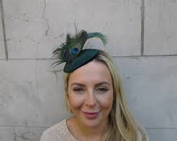 Bottle Green Velvet Statement Peacock Feather Headpiece Fascinator Vintage  Style Pillbox Hat Races Wedding U1z62 Uu