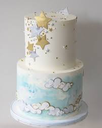 Children S Birthday Birthday Cake Ribbons And Balloons Cake Images With Price Stars Blue Sky White Clouds Baby Shower Cake Baby Shower Cakes Neutral Baby Shower Cakes For Boys Baptism Cake Boy
