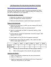 Cell Respiration Lab 5 Cell Respiration Lab Bench Activity 5 Http Www Phschool Com Science Biology Place Labbench Lab5 Intro Html Click On The Link Course Hero